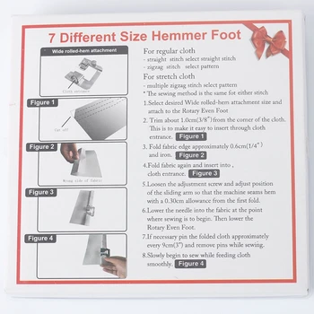 

#6290-2/3/4/5/6/7/8 foot Roll of cloth Domestic Sewing Machine Hemmer Foot Rolled Hem Foot Snap on For Singer Brother 1set =7pcs