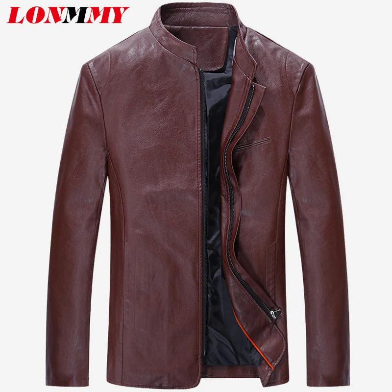 LONMMY Mens leather jackets coats PU faux leather jaqueta masculina windbreaker jacket male Casual Slim fit Mens clothing Blue