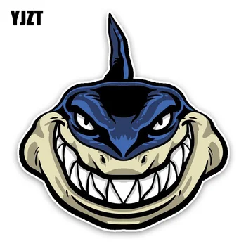 

YJZT 13.6*14.2CM Lovely Shark Cartoon Colored PVC Car Sticker Bumper Window Graphic Decoration C1-5333