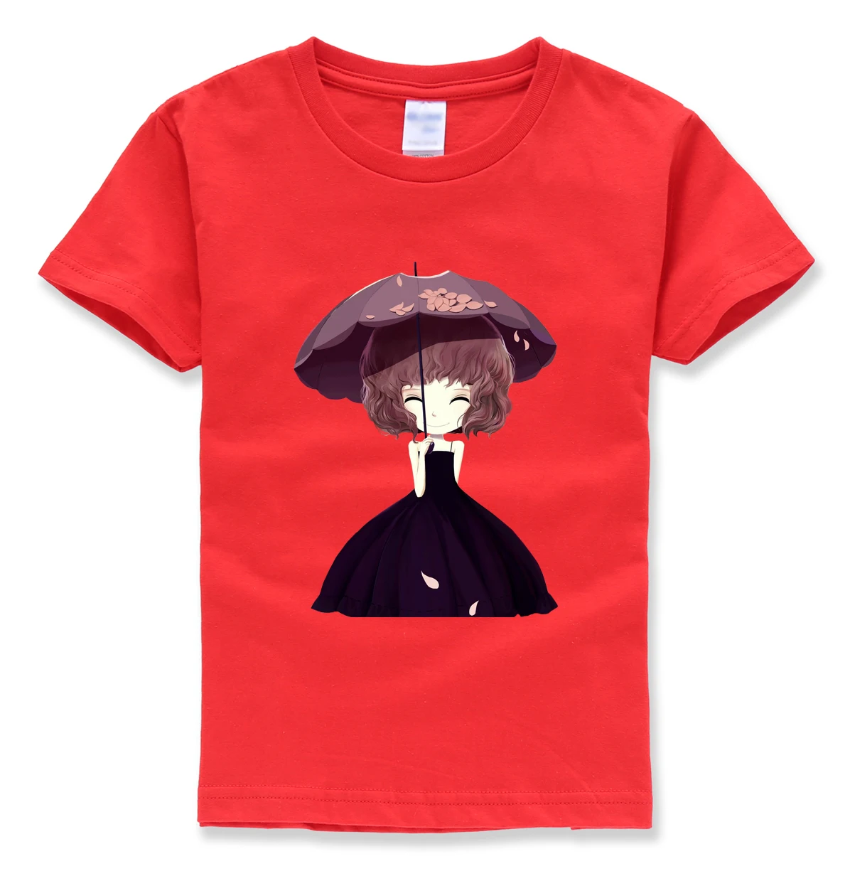 Хлопковые футболки с короткими рукавами и принтом «зонтик» для девочек красивые топы, уличная забавная летняя футболка kawaii года для детей футболка для девочек homme - Цвет: red