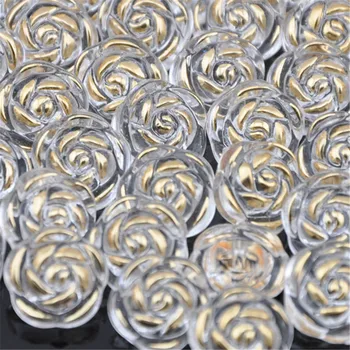 

50/100pcs Plastic Button Acryl Rose Straight hole White Color Free Shipping PT60