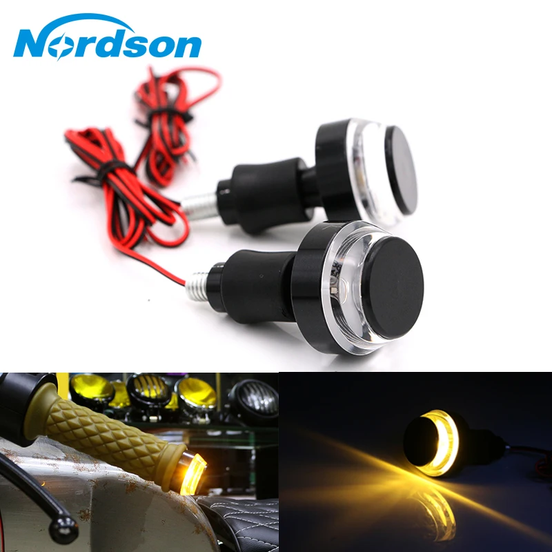

Nordson CNC Motorcycle Amber LED Handle Bar End Indicator Grip Plug Turn Signal Light FOR 22MM Motorcycles Handlebar