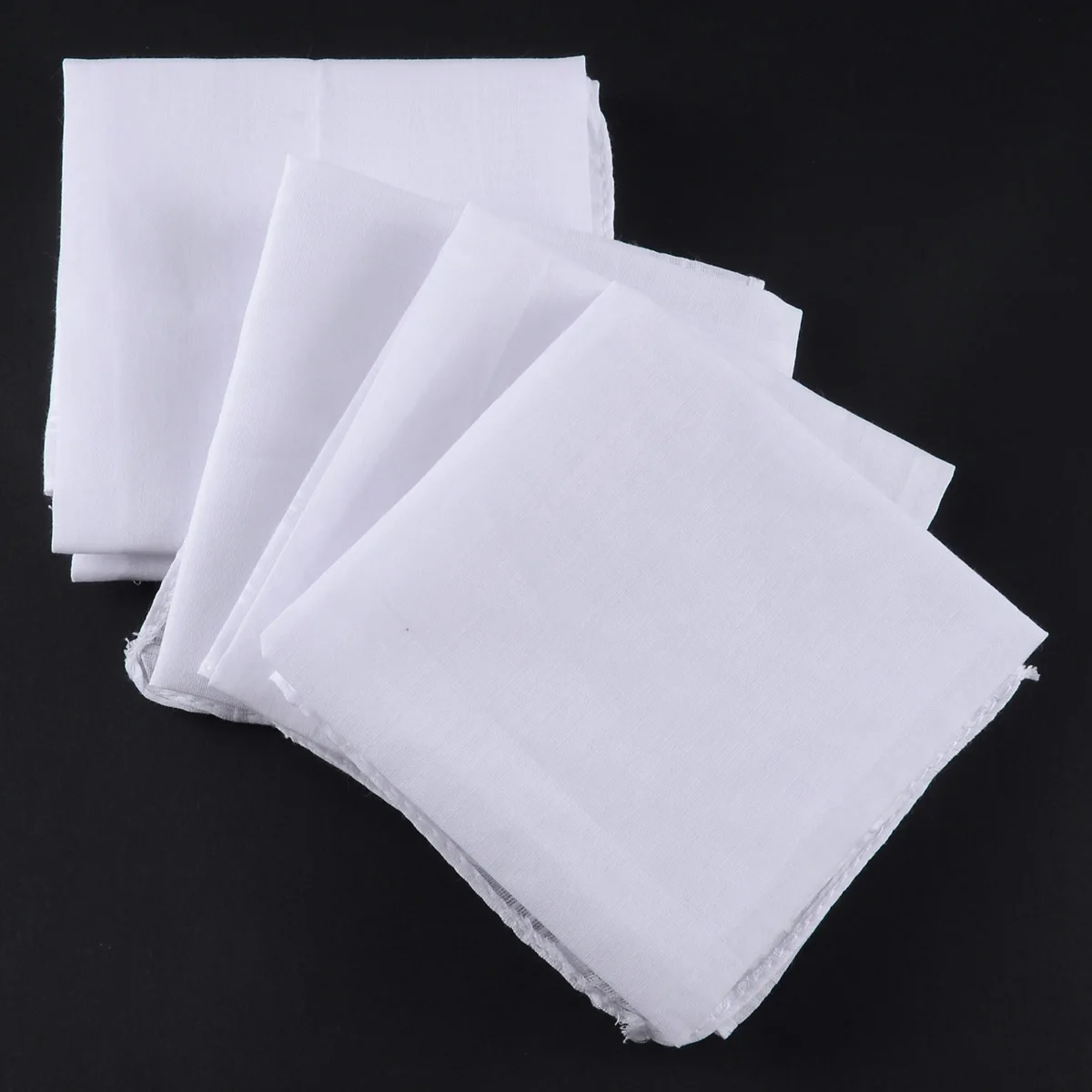 5PCs 40*40cm White Pocket Cotton Handkerchiefs Hankie Hanky with Stripe Men Solid Unisex Hankies Handkerchief