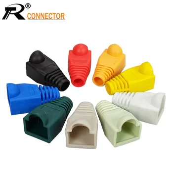 

100pcs/lot RJ45 Cap Connector CAT5E CAT6 RJ45 Plug Ethernet Network Cable Strain Relief Boot RJ45 Plug Socket Boot Caps 9 Colors