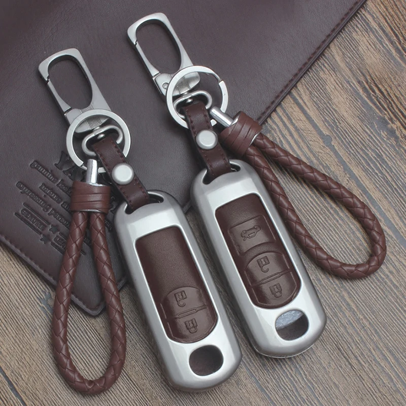 

Zinc alloy+Leather Smart 2/3 Buttons Car Remote Key Case Cover For Mazda 2 3 6 Axela Atenza CX-5 CX5 CX-7 CX-9 2015 2016 2017