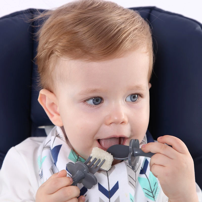 Best Seller! First Self Feeding Utensil Set of Spoon and Fork for Toddler and Baby. BPA Free. To