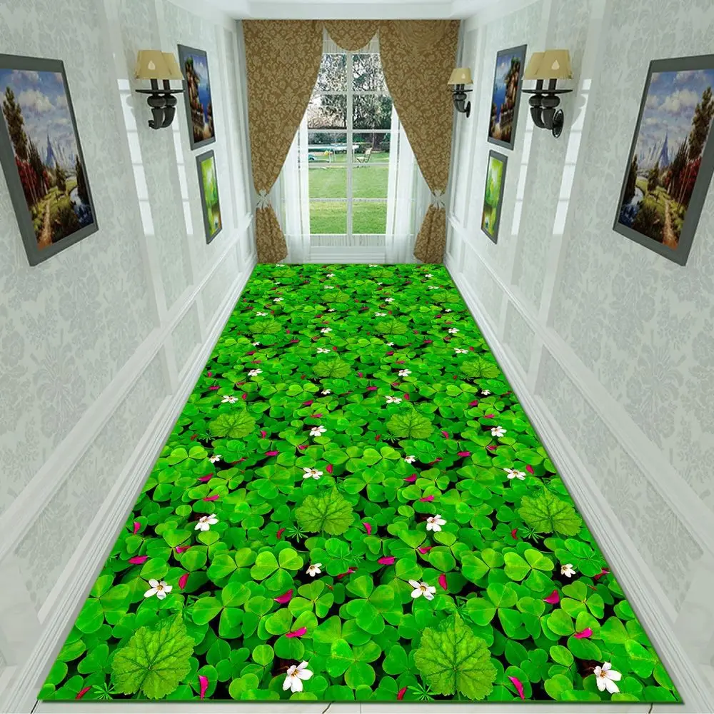 Customize High Quality 3D Effect Hallway Carpet Pastoral Rugs Corridor Floor Mat Soft Aisle Stairs Anti-slip Suction Blanket