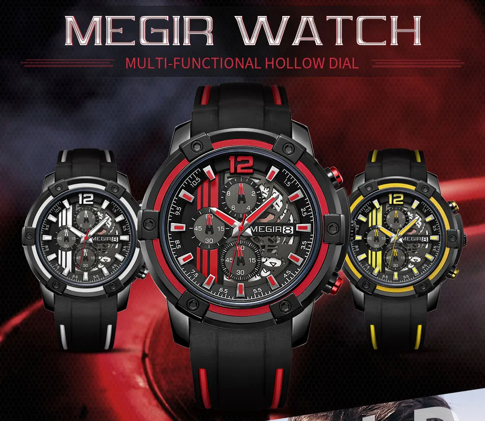 Черные мужские кварцевые часы Megir