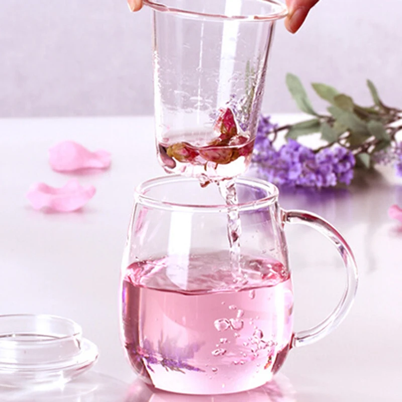 

Creative Glass Cup 3cs Teacups Transparent Heat-resistant Mushrooms Glass Cups Separation Of Tea With Lip Tea-leaf Filter Cups