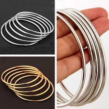 5pcs set Heavy New 316L Stainless Steel Silver Gold Tone 3mm Women Ladies Round Bangles Bracelet
