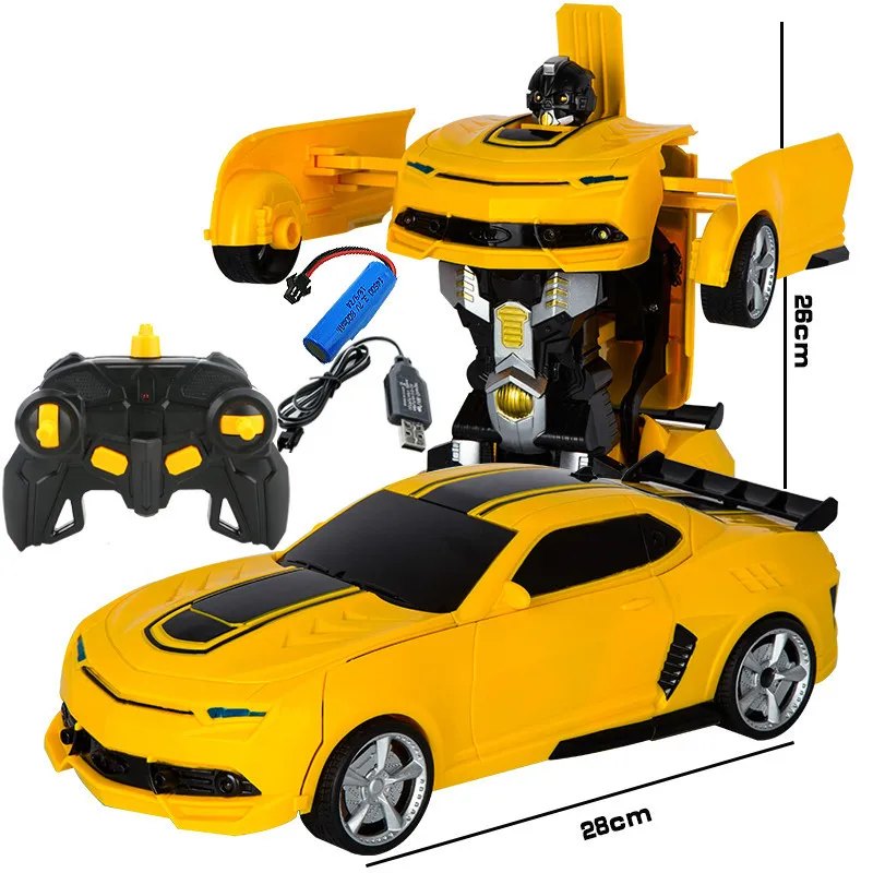 Yellow 2,4 ГГц Индукционная трансформация, робот-машина, 1:14, деформация, Радиоуправляемый автомобиль, игрушка, светодиодный светильник, Электрический робот, модели, fightint, игрушки, подарки - Цвет: Yellow