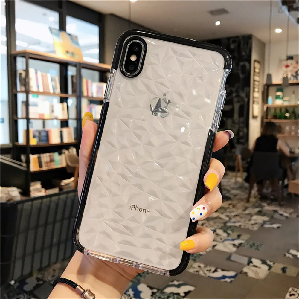 N1986N Телефон чехол для iPhone 6 6s 7 8 Plus X XR XS Max Мода 3D Алмазная текстура прозрачный мягкий ТПУ противоударный для iPhone X