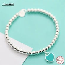 925 Pulsera De Plata Esterlina Bola Corazón Cadena Genuina Sólida Plata de Ley 925 Mujeres de La Manera de Marca de Alta Calidad Ataullah BSW427