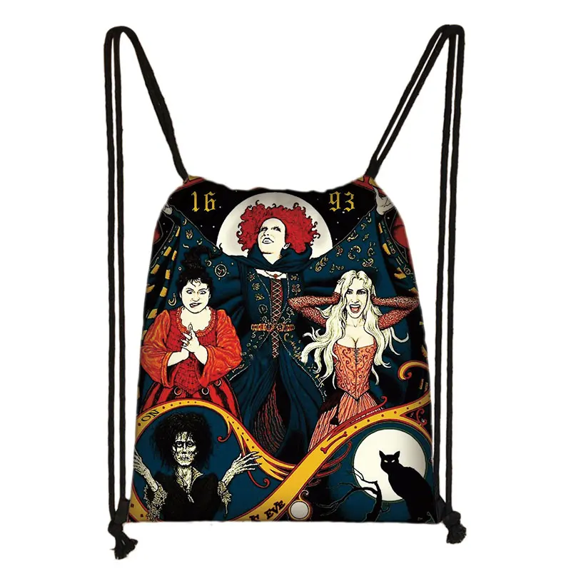 Милая сумка на шнурке с принтом ведьмы/феи/черного кота, Женская холщовая дорожная сумка, модная сумка для хранения, рюкзак для девочек-подростков - Цвет: skdnw02