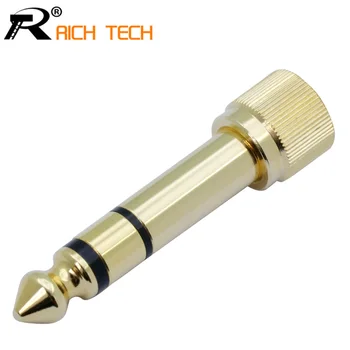 

1pc Gold-plated adapter Jack 6.35mm 3pole stereo male plug with inside screw to 3.5mm jack stereo female socket converter