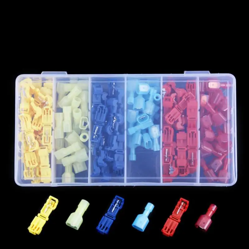 

120Pcs T Style Quick Splice Crimp Terminal Lock Wire Terminals Electrical Wire Cable Connectors Kits