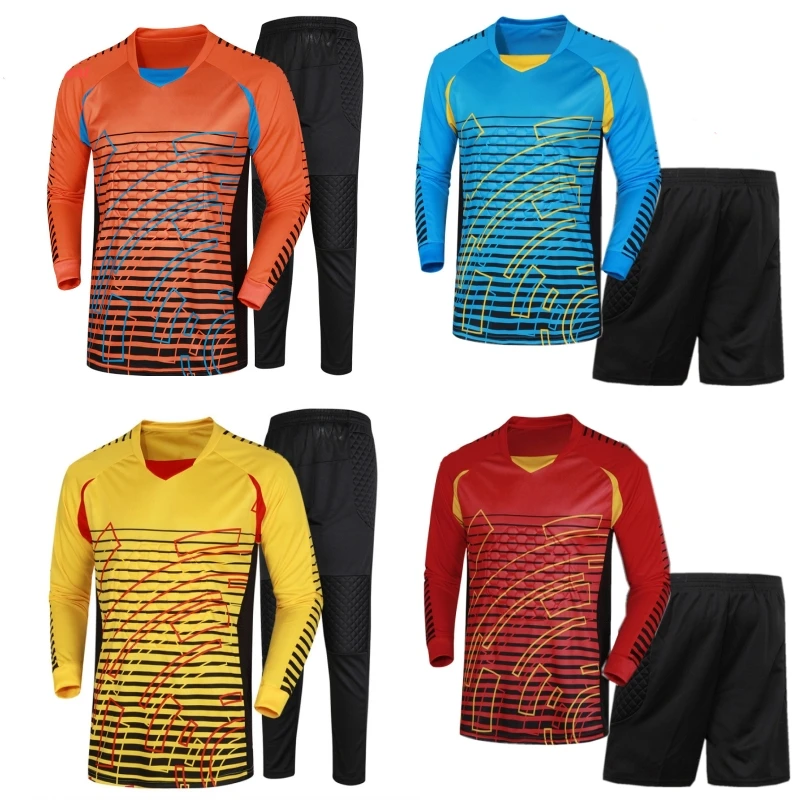 

2017 New Brand Men's Soccer Goalkeeper Jersey Football Sets Goal Keeper Uniforms Suit Training Pants Doorkeepers Shirt Short 3XL