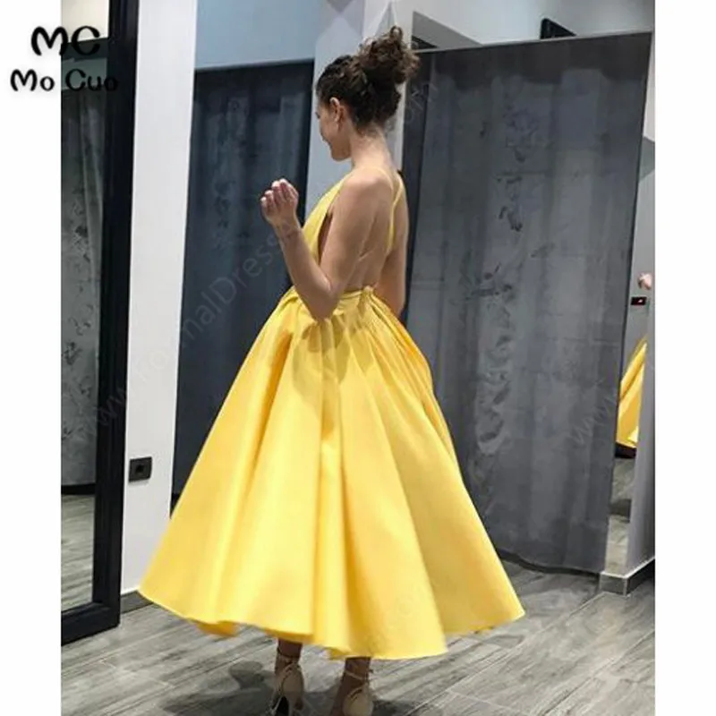 Ball Gown Satin V-neck Ruffles Ankle-length Formal Dresses3