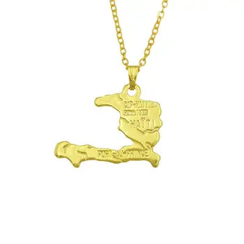 

wholesale trendy Haiti necklace women collar choker necklace Ayiti map pendant necklace Haytian gift silver color gold color