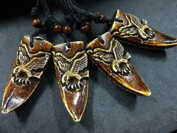 

FREE SHIPPING wholesale lots 12 PCS Tibet Yqtdmy jewelry Carving Fly eagle totem Pendant Lucky Biker Necklace
