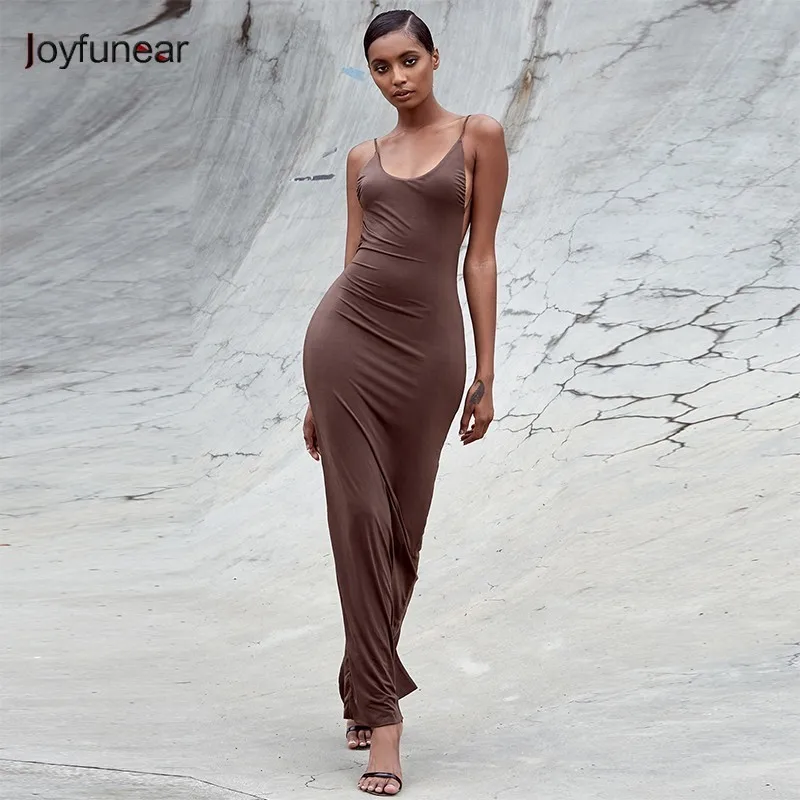 

Joyfunear Summer Autumn Dress Women Vestido De Festa Sexy Backless Nightclub Party Maxi Dress Bodycon Robe Femme Long Dresses
