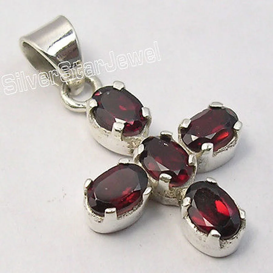 

Muiltiple Choices Chanti International Silver FACETED RED GARNET VINTAGE STYLE CROSS Pendant 3 CM HANDMADE