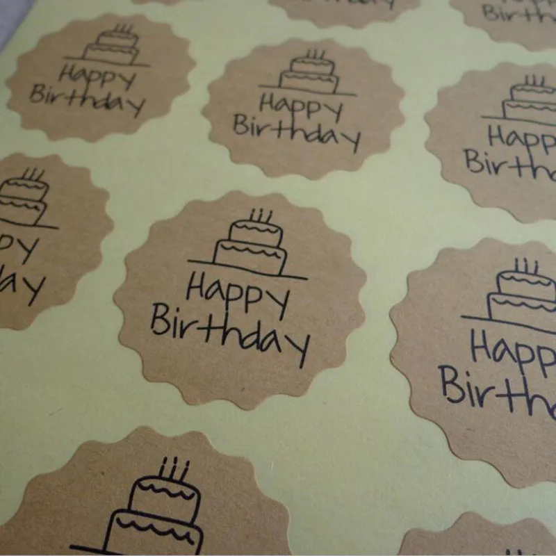 120 шт/10 листов Круглая этикетка с днем рождения печать наклейка для выпечки торта упаковка подарочная коробка мешок для печенья декоративные наклейки