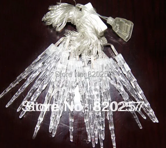

free shipping 10m colorful string with 100pcs icicle string light , IP44 220V crystal pentament led lights