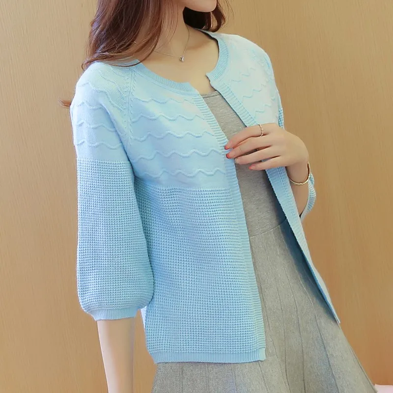 

Spring Summer Women Short Cardigan Sweater Poncho Fashion O-Neck Loose Knitted Cardigans Ladies Outerwear Female Pull Casual top