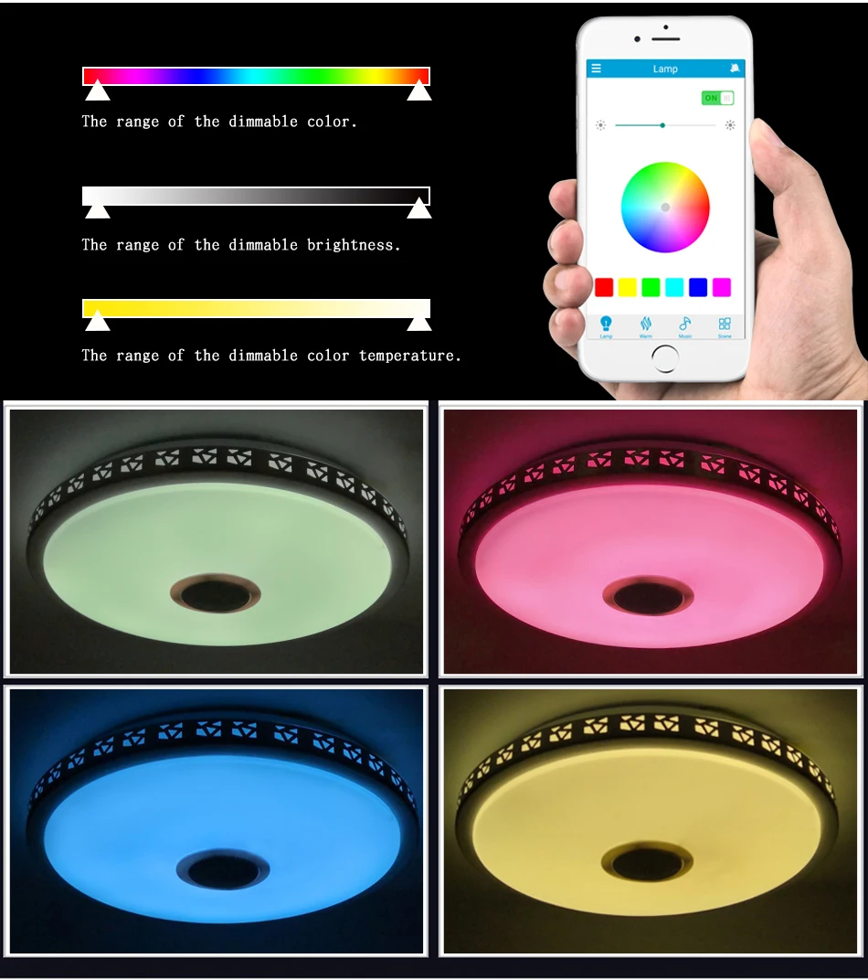 Светодиодный потолочный светильник Bluetooth и музыка с цветным и диммером RGB потолочный светильник с пультом дистанционного управления для гостиной и спальни