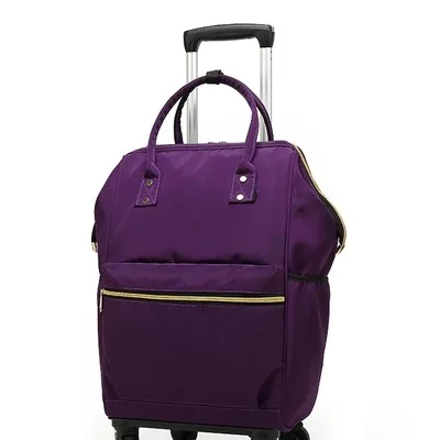 1" дюймовая сумка для багажа, женский чемодан для путешествий, большая вместительная нейлоновая тканевая коробка, рюкзак на колесиках, сумка через плечо - Цвет: Purple