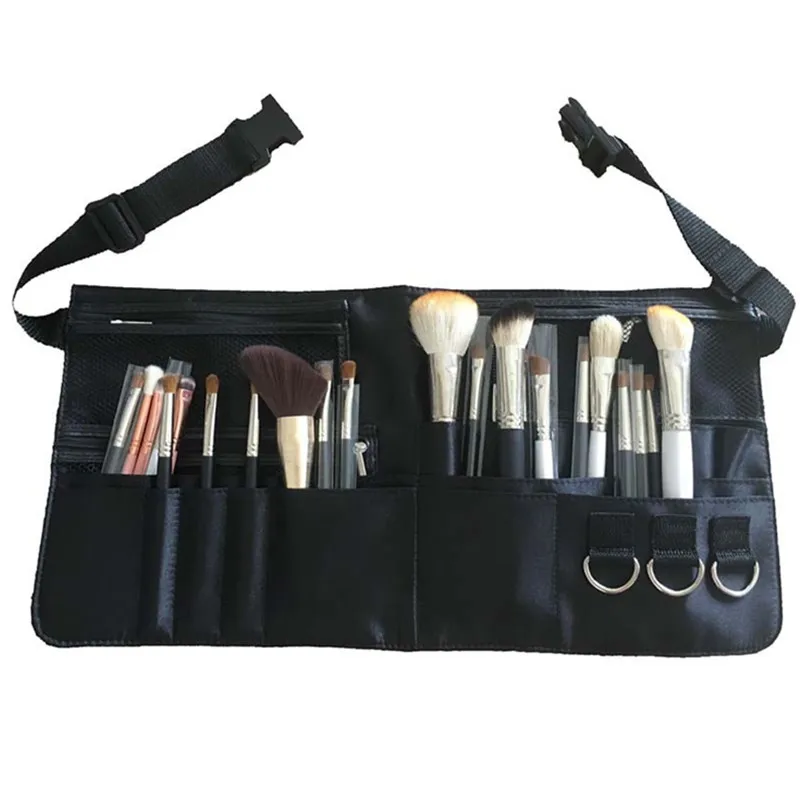 

Pro Makeup Artist Makeup Brush Display Holder Bag Multi-function Portable PU Large Capacity Cosmetic Bag With Zipper Belt