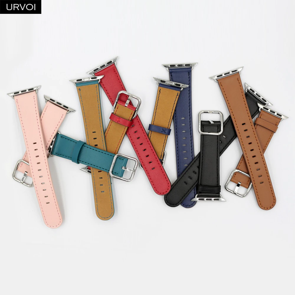 URVOI Band для apple watch серии 5 4 3 кожаный ремешок для наручных часов iwatch, с классической пряжкой современный дизайн GEN.2 40/44 мм