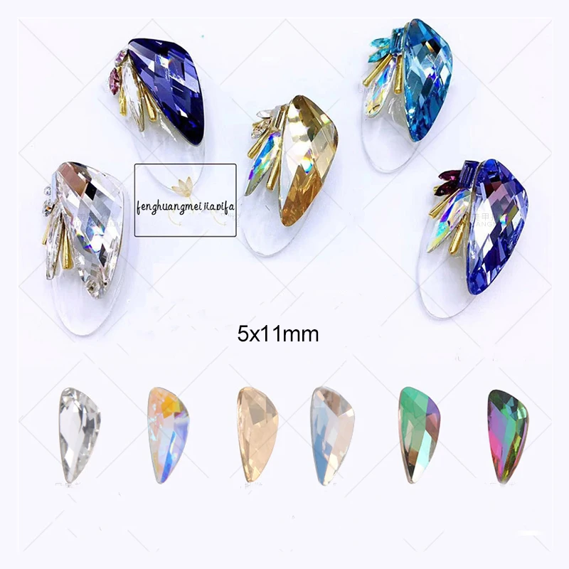 10 قطعة كريستال ملون الزجاج الراين لالمسامير الزينة جديد وصول الجناح تصميم سحر مسمار الفن زينة YHA150