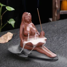 Керамическая горелка для благовоний с обратным потоком, фиолетовый песок, сандаловое дерево, курильница для чайной церемонии, держатель для благовоний, украшение дома, ремесла