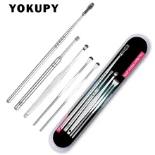 5 шт./партия, серебряное средство длоя удаления воска Кюретка, инструменты для ухода за здоровьем, 5 видов ручек