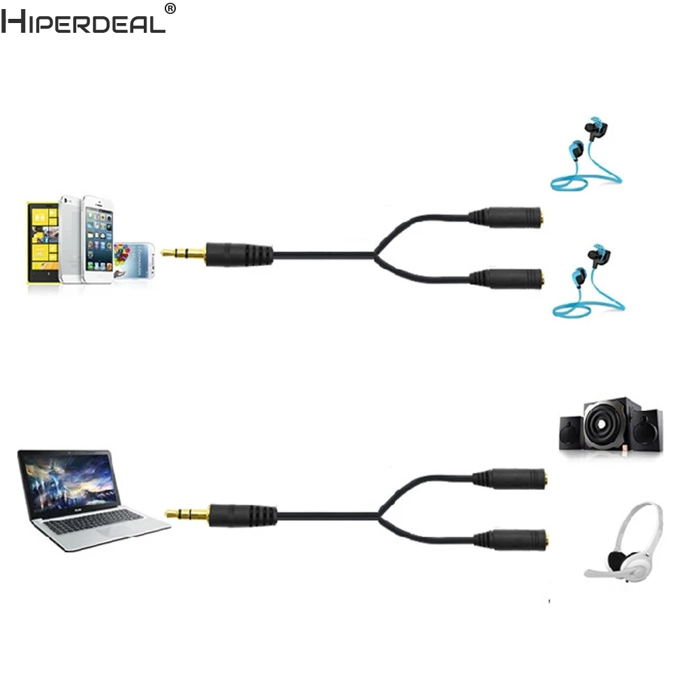 HIPERDEAL 3,5 мм стерео аудио Мужской 2 Женская гарнитура Mic Y Splitter кабель адаптер Oct30HW