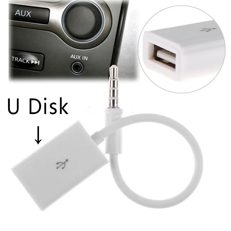Автомобильный mp3 адаптер usb кабель Женский 3 5 мм u диск разъем 12 В CD автомобильная