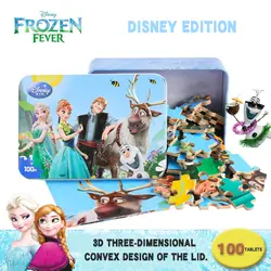 Disney мультфильм анимация Пазлы 2018 новые childre gifts100 Замороженные Пазлы для маленьких детей Олово деревянные пазлы Игрушки