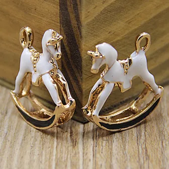 

New 30PCS 29*19mm Gold Tone Enamel Toy Horse Necklace Pendants Oil Drop 3D DIY Phone Chain Keyring Jewelry Floating Charm