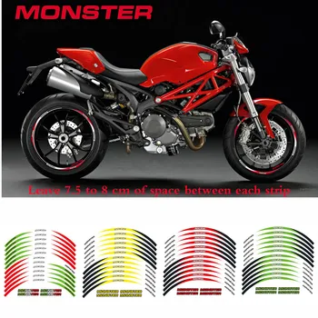 

New 4 color Motorcycle For DUCATI MONSTER 695 696 796 1100 1100S 797 17 inch Tire 1set front&Rear Edge Outer Rim Sticker Wheel