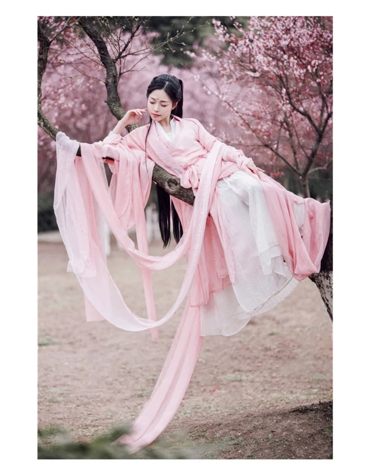 2020 ancient chinese costume women traditional chinese dance clothing women long sleeve hanfu satin