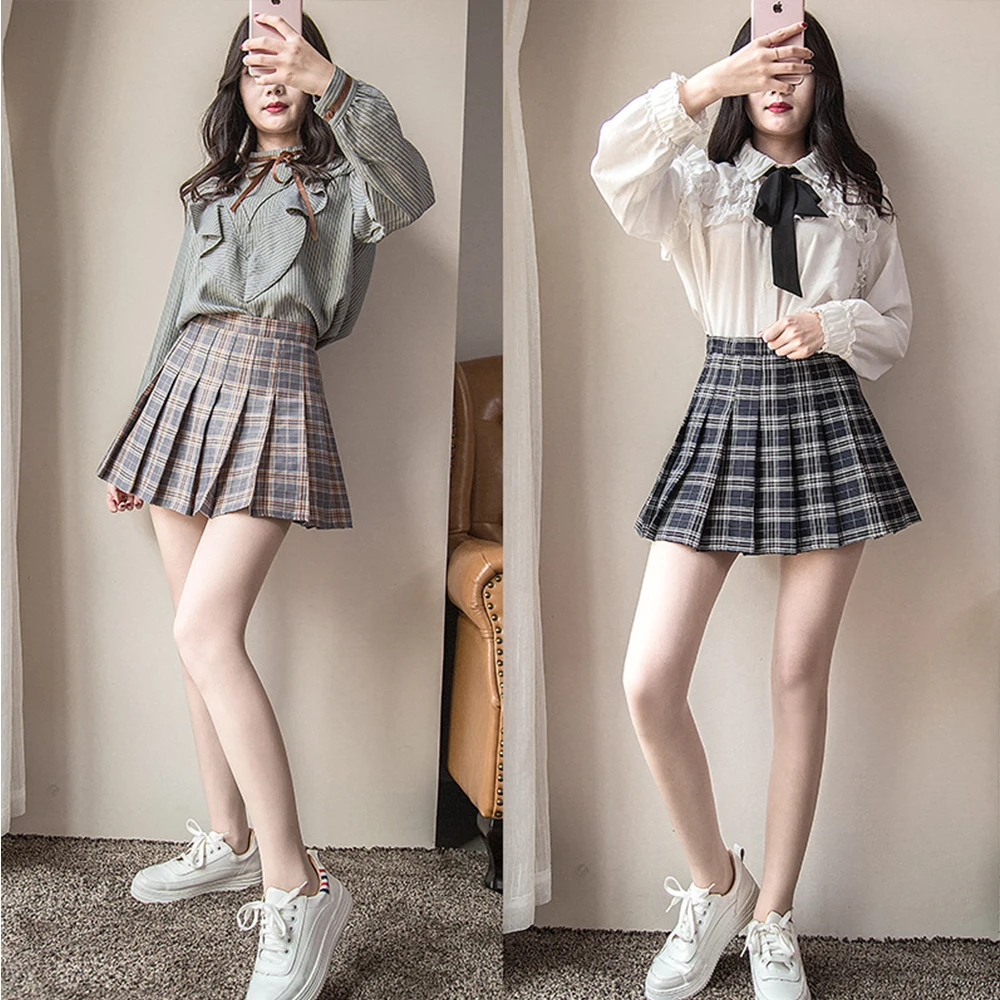 Plus Size Harajuku Short Skirt New Korean Plaid Skirt Women Zipper High Waist School Girl Pleated Plaid Skirt Sexy Mini Skirt Plus Size Harajuku Short Skirt New Korean Plaid Skirt Women Zipper High Waist School Girl Pleated Plaid Skirt Sexy Mini Skirt