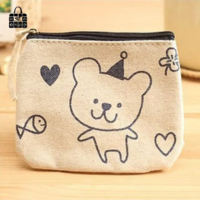 1pcs Rose Diary pure fresh natural canvas coin purses zero wallet child girl women change purse ...