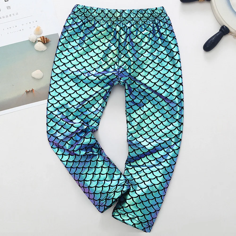 Toddler Kids Baby Girls Mermaid Scale Long Leggings Fish Tight Pants 1-5T