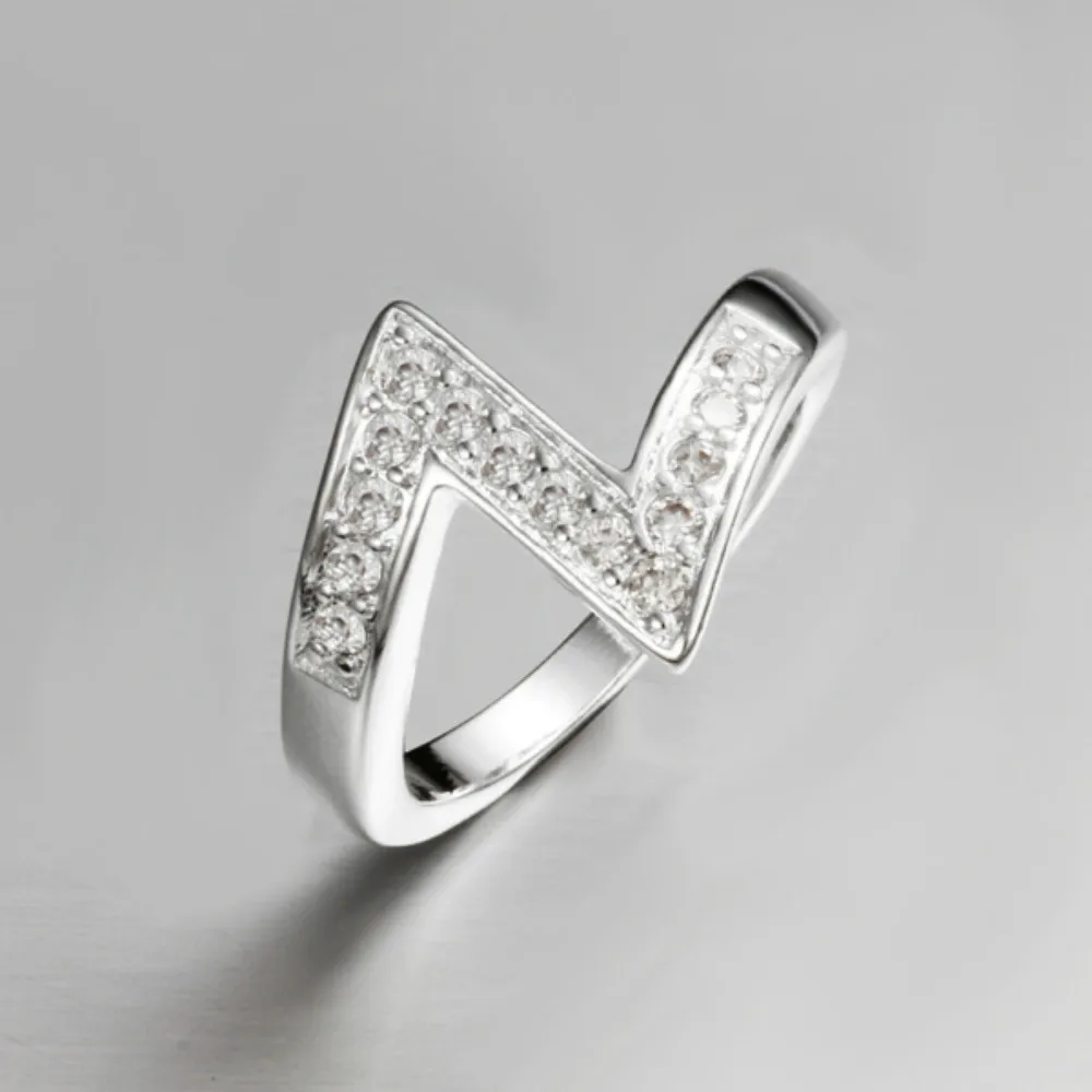 Letter Z Exquisite Rhinestone Ladies Ring 925 Silver Jewelry Wholesale