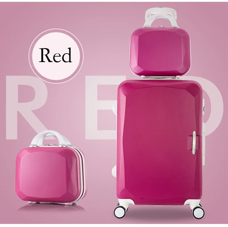 1" косметичка 2 шт./комплект Детский чемодан для путешествий с колёса чемодан на колёсиках Роллинг розовый багажный комплект для девочек детские чемоданы распродажа