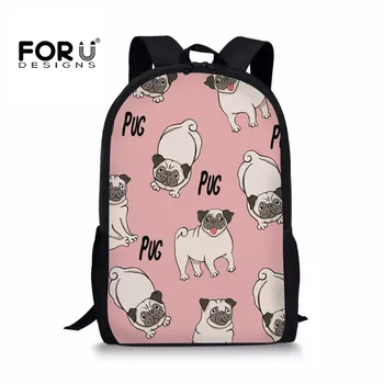 

FORUDESIGNS Schoolbag for Backpacks With Pug Kawaii Print For Teenagers Girls School Students Bookbag Children Rucksacks Mochila