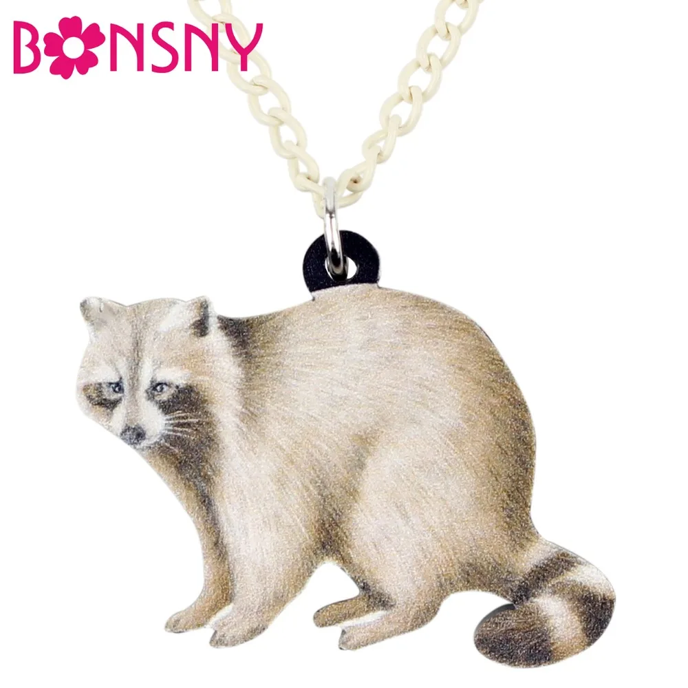 Акриловая Новинка Bonsny ожерелье с енотом Rngtail подвесная цепочка чокер мультяшными