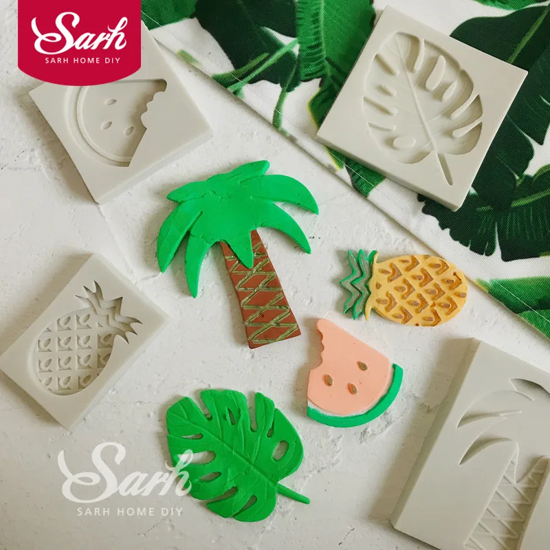 

Pineapple Melon Coconut Tree Cactus Cake Mold Gum Paste Mould for the Kitchen Baking Cake Tool DIY Sugarcraft Decoration Tool